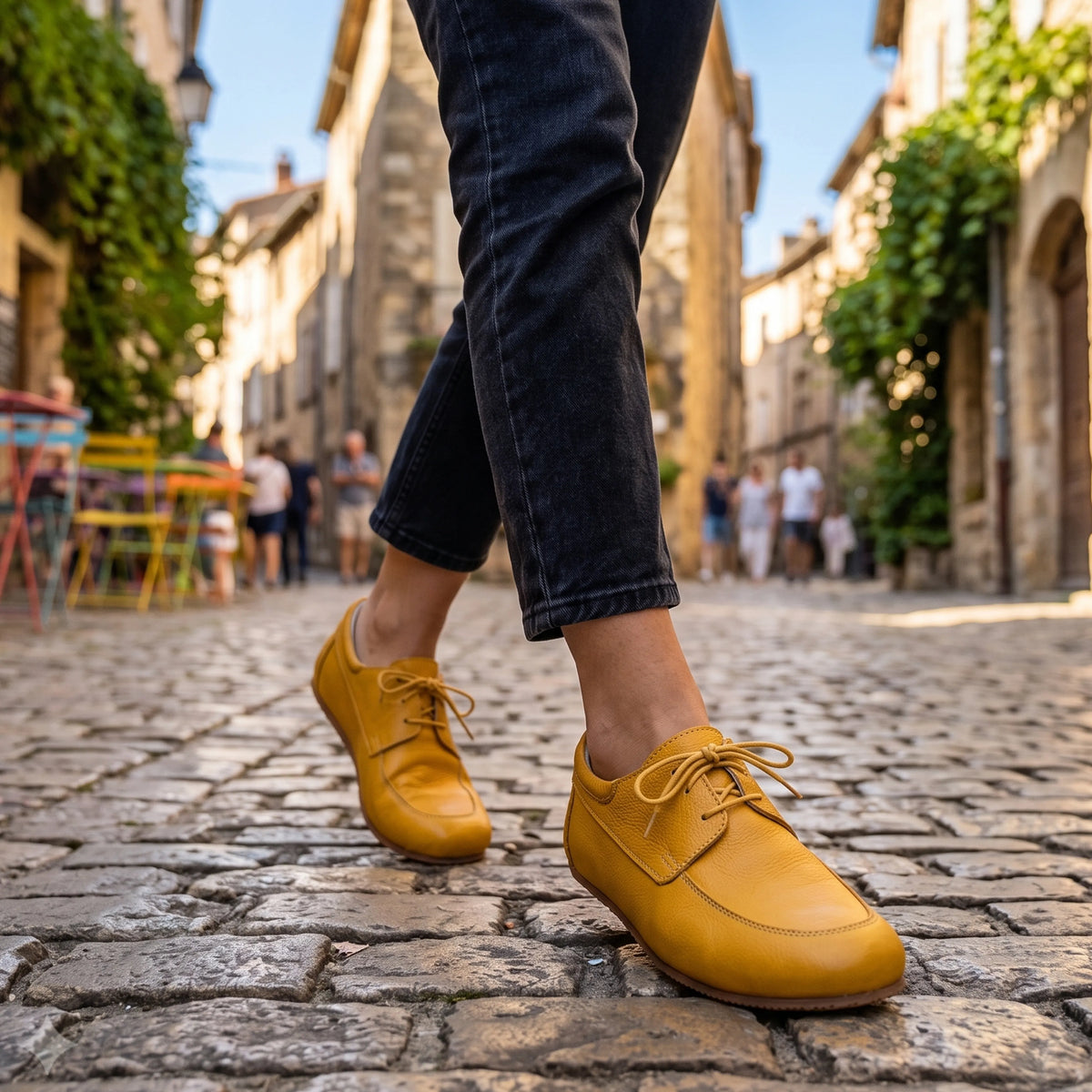 Smooth Barefoot Laces Penny Loafer Shoes – Rubber Sole – Yellow