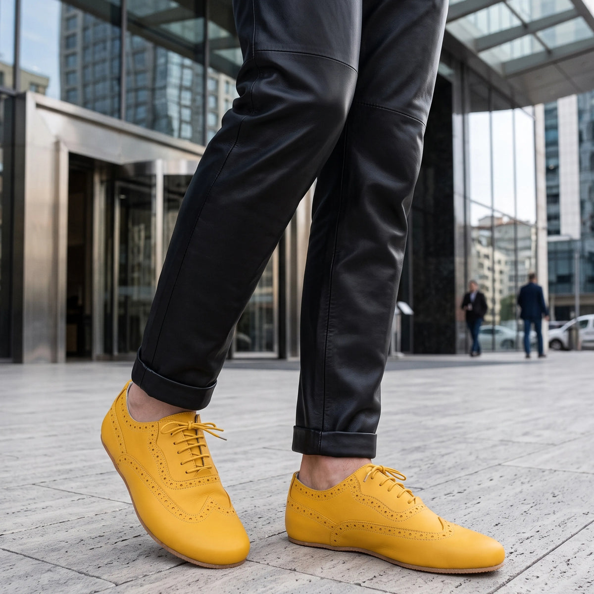 Smooth Barefoot Moccasin Shoes – Rubber Sole – Yellow