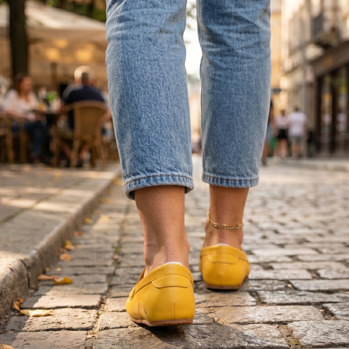 Smooth Barefoot Penny Loafer Shoes – Rubber Sole – Yellow