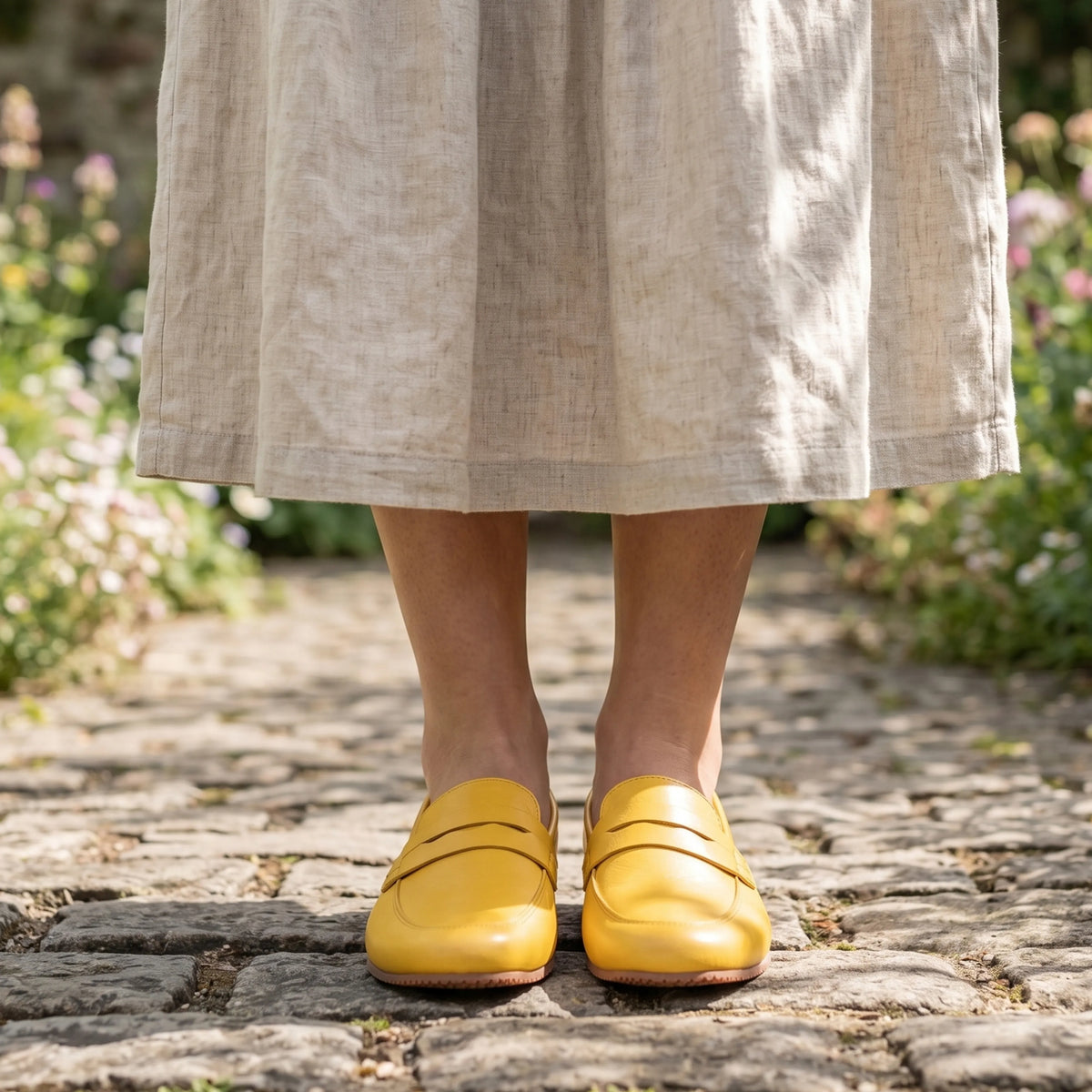 Smooth Barefoot Penny Loafer Shoes – Rubber Sole – Yellow