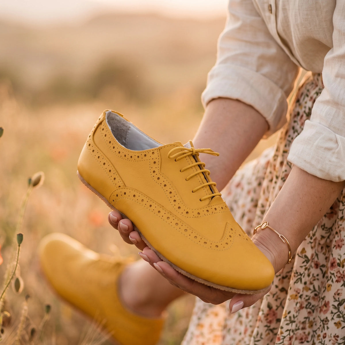 Smooth Barefoot Moccasin Shoes – Rubber Sole – Yellow