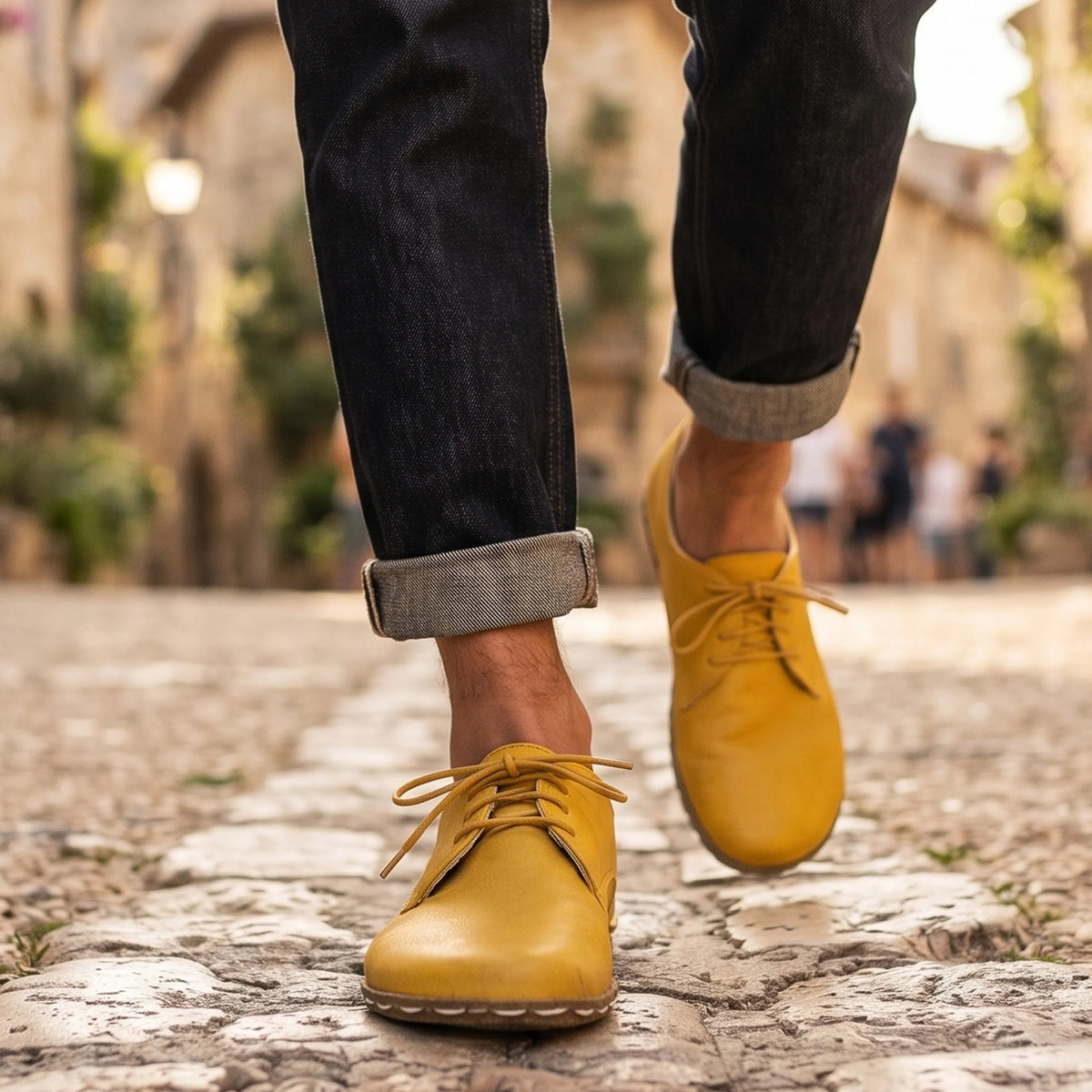 Smooth Barefoot Oxford Shoes — Leather Sole – Yellow