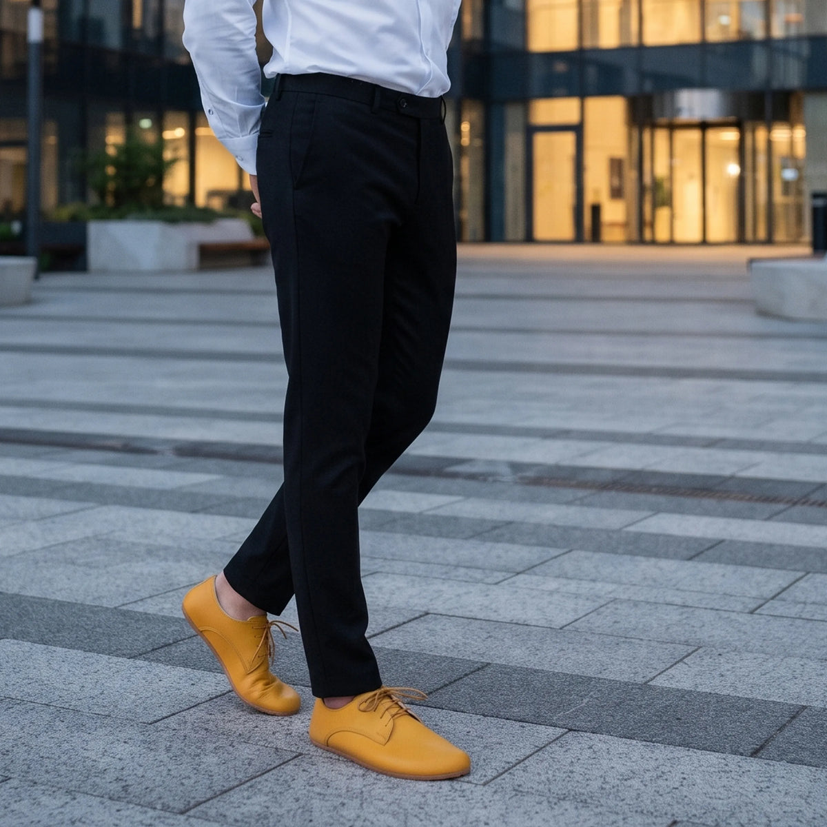 Smooth Barefoot Oxford Shoes – Rubber Sole – Yellow