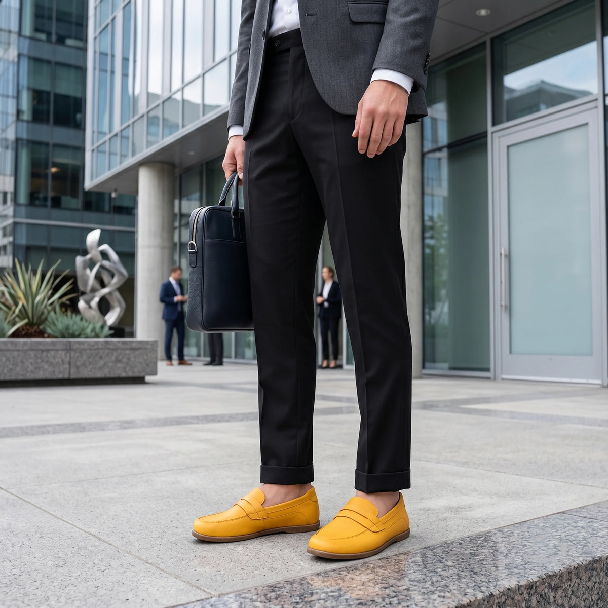 Smooth Barefoot Penny Loafer Shoes – Classic Sole — Leather Sole – Yellow