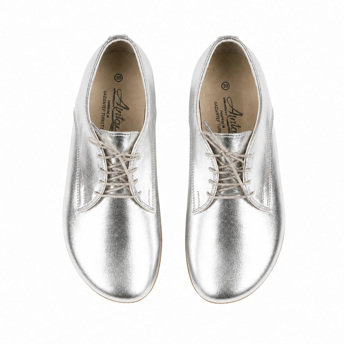Bright Barefoot Oxford Shoes – Rubber Sole – Silver