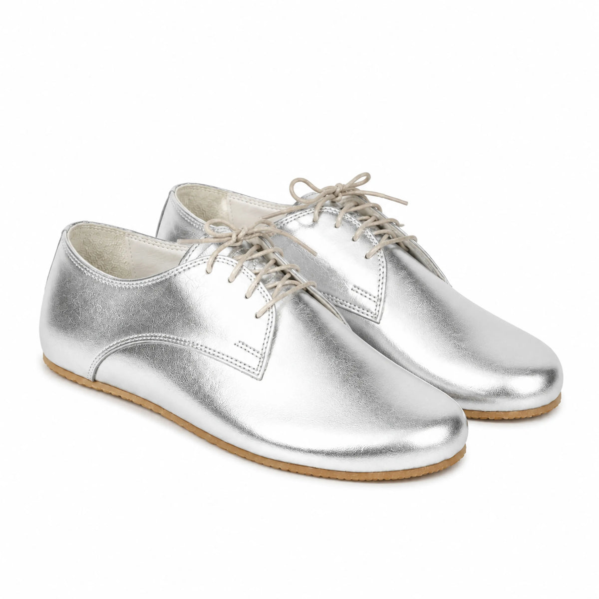 Bright Barefoot Oxford Shoes – Rubber Sole – Silver