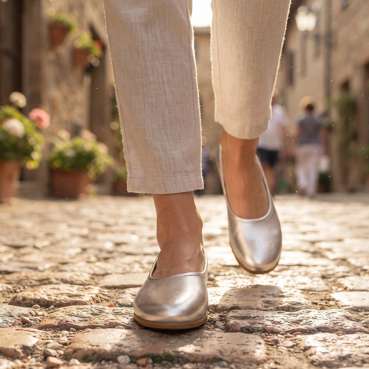 Bright Barefoot Ballet Shoes – Classic Sole — Leather Sole – Silver