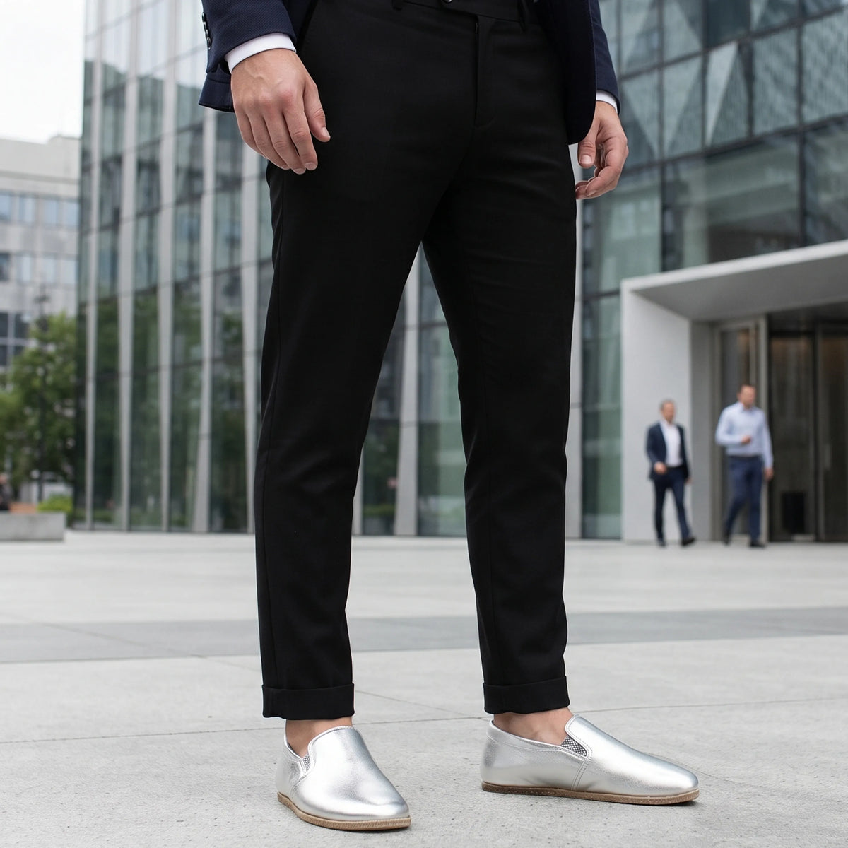 Bright Barefoot Slip-On Shoes – Classic Sole — Leather Sole – Silver