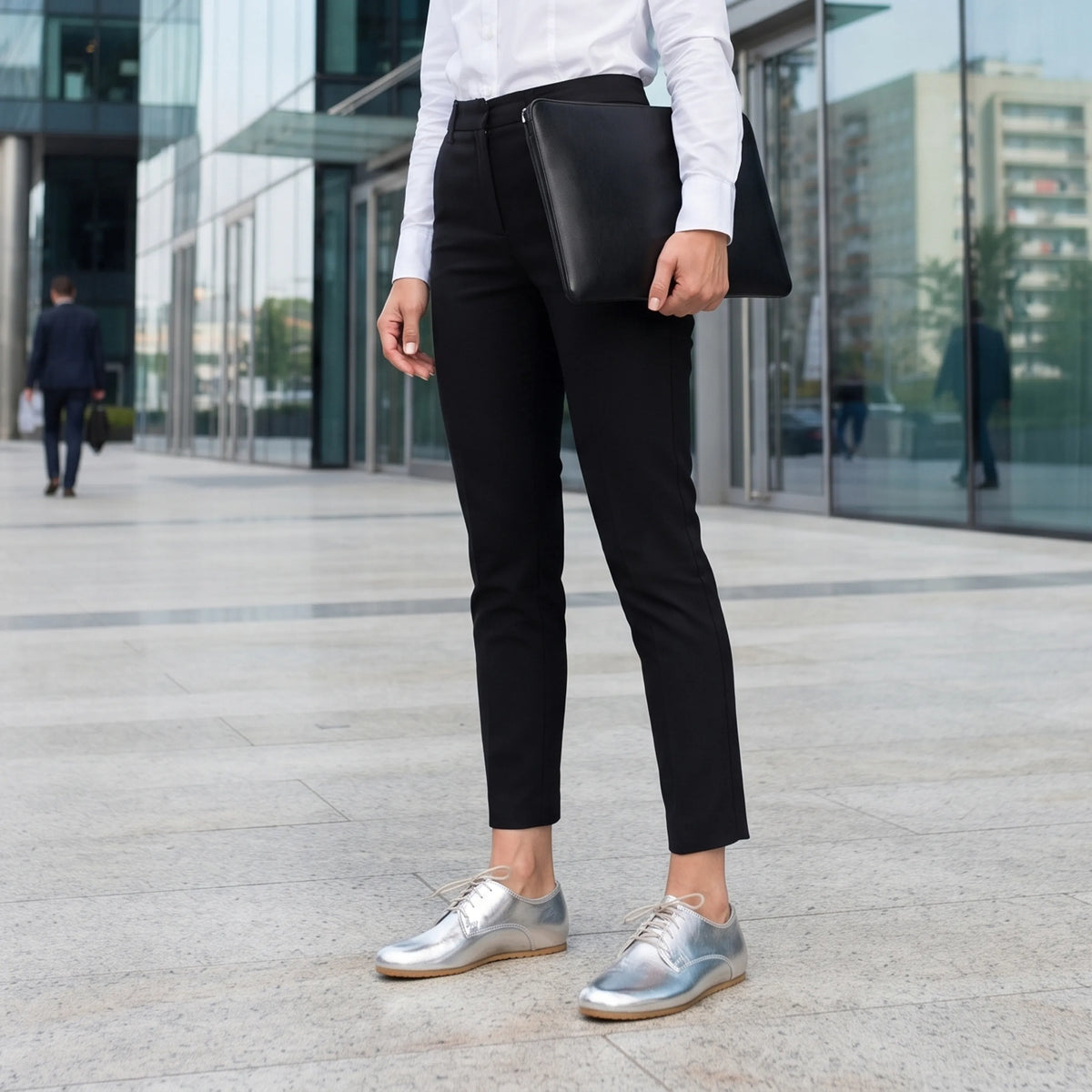 Bright Barefoot Oxford Shoes – Rubber Sole – Silver