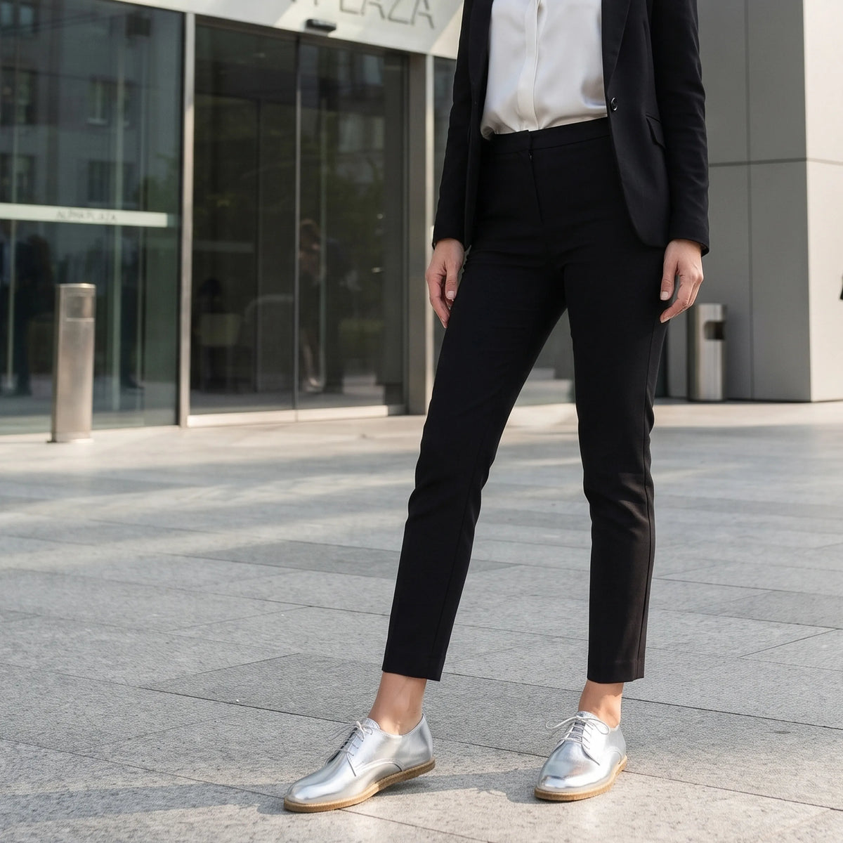 Bright Barefoot Oxford Shoes – Classic Sole — Leather Sole – Silver
