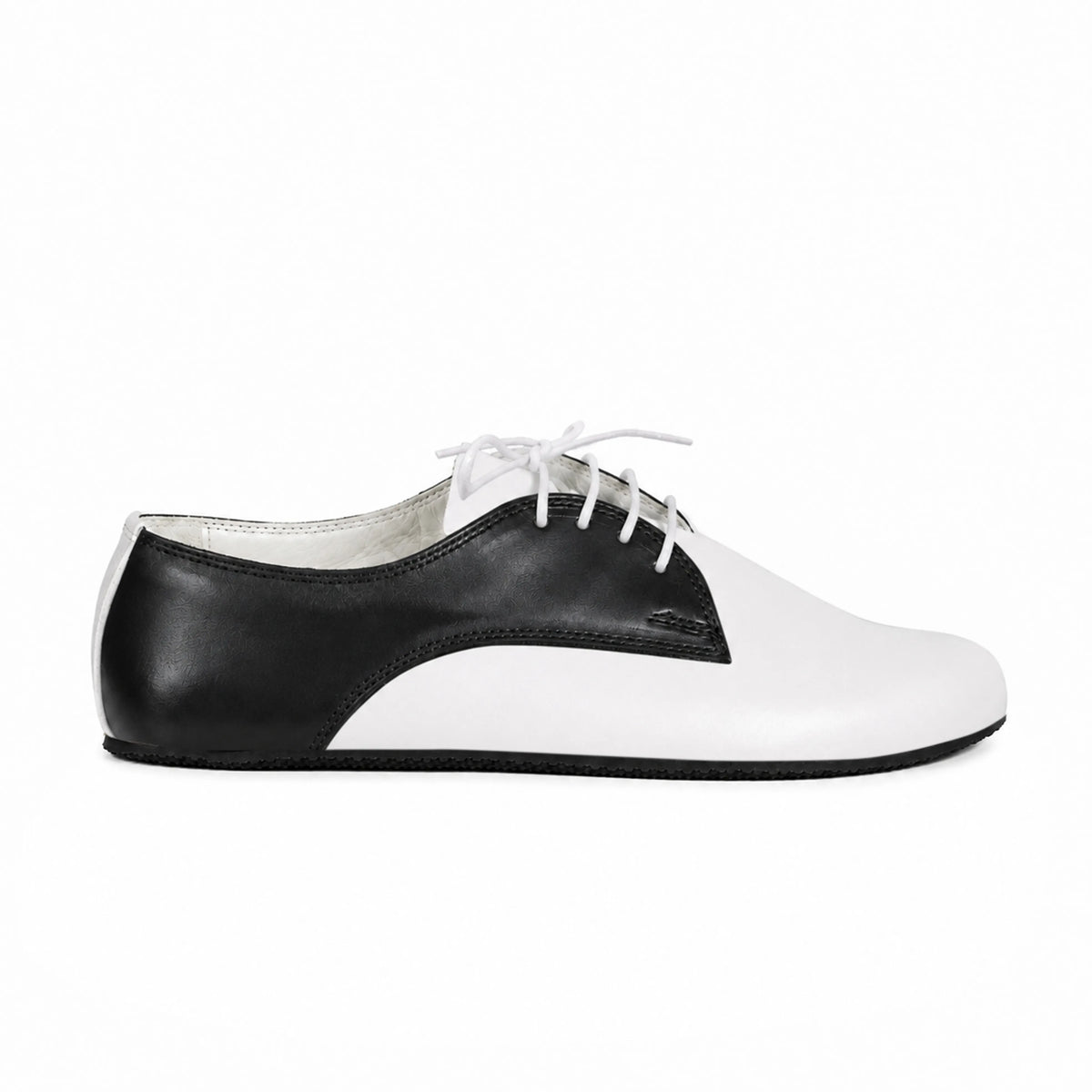 Smooth Barefoot Oxford Shoes – Rubber Sole – White-black