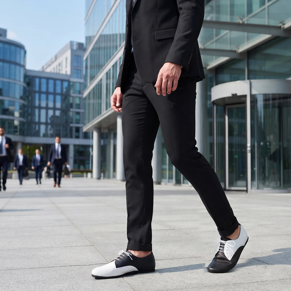 Smooth Barefoot Oxford Shoes – Rubber Sole – White-black
