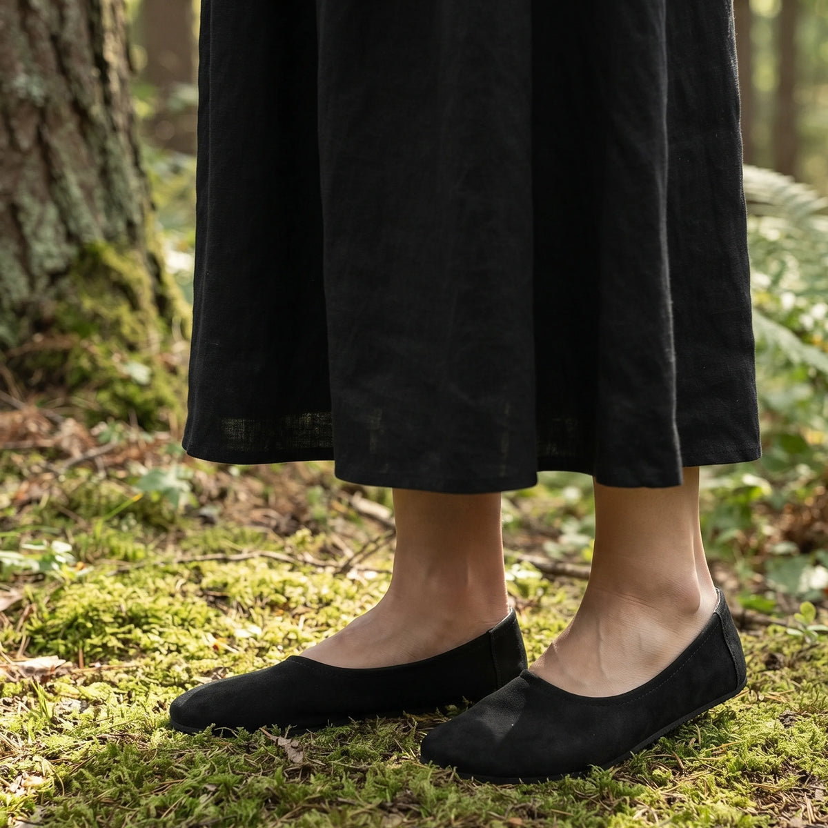 Suede Barefoot Ballet Shoes – Rubber Sole – Black