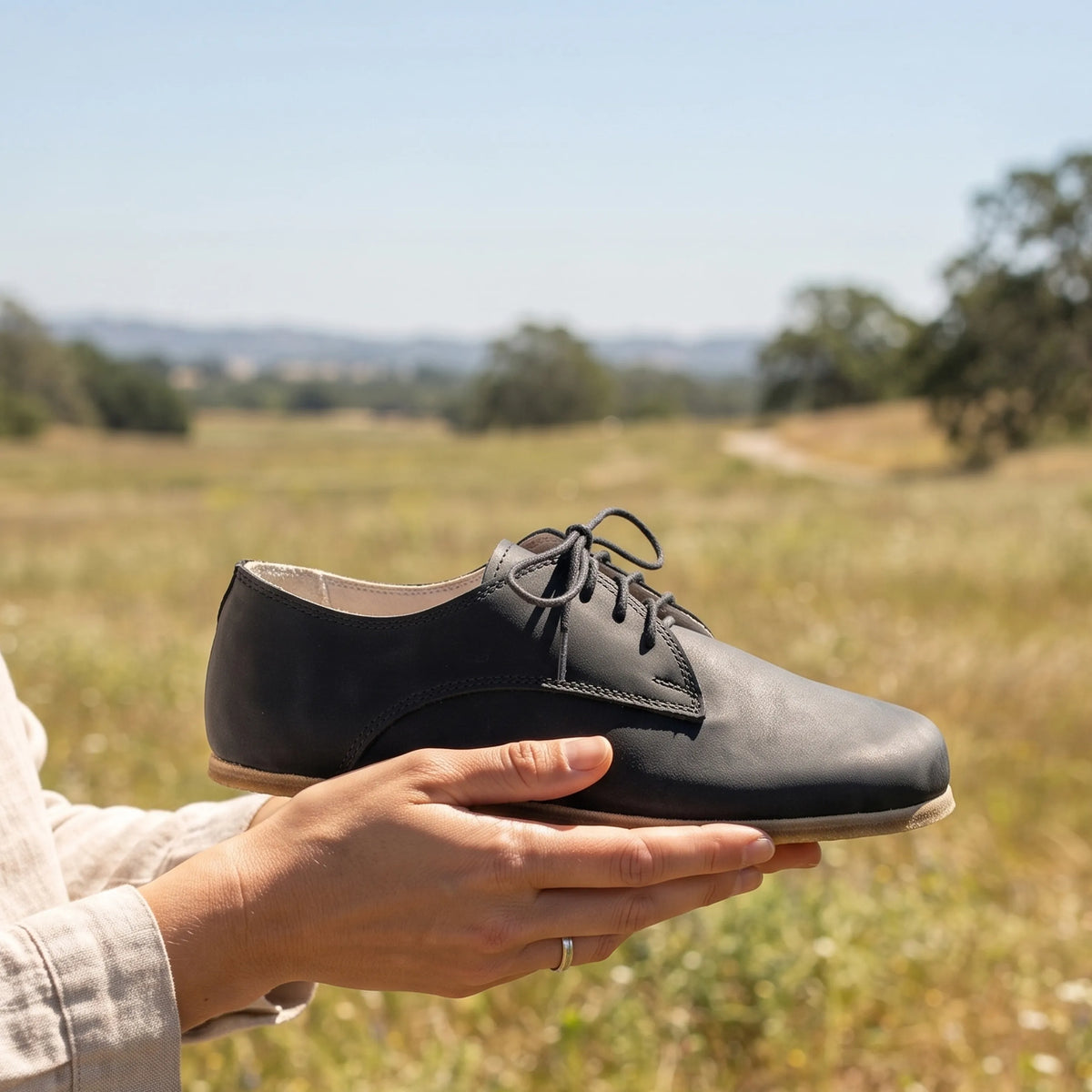 Crazy Barefoot Oxford Shoes – Classic Sole — Leather Sole – Black