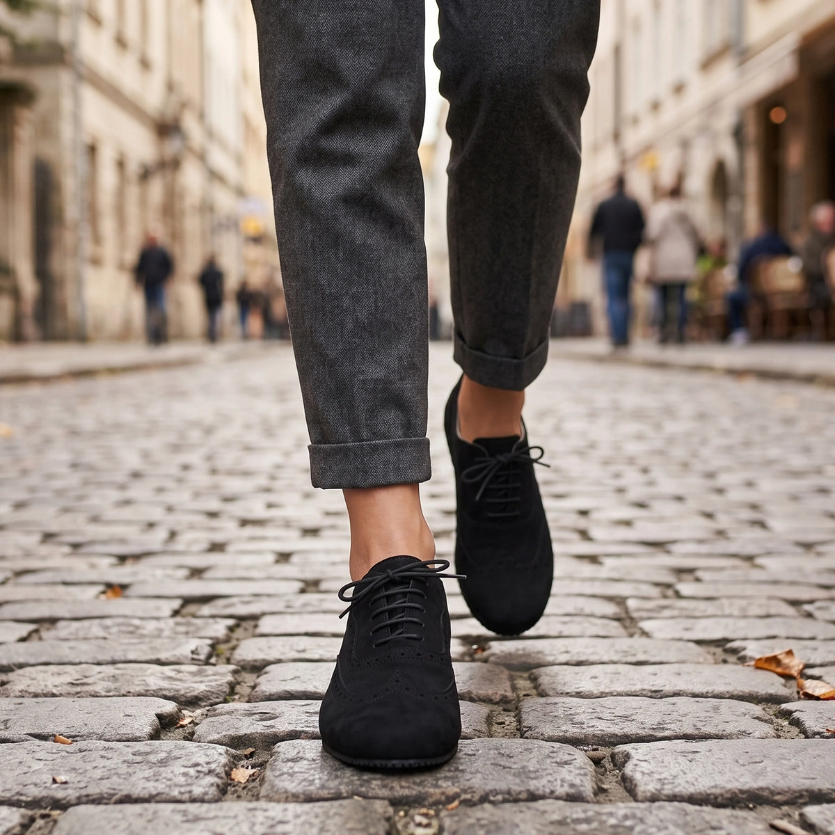 Nubuck Barefoot Moccasin Shoes – Rubber Sole – Black