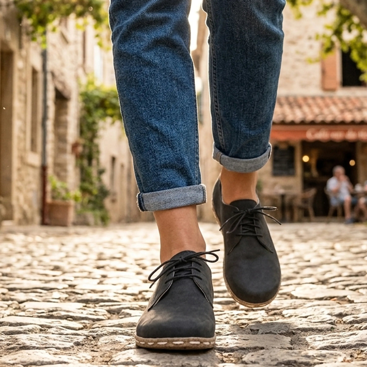 Crazy Barefoot Oxford Shoes — Leather Sole – Black