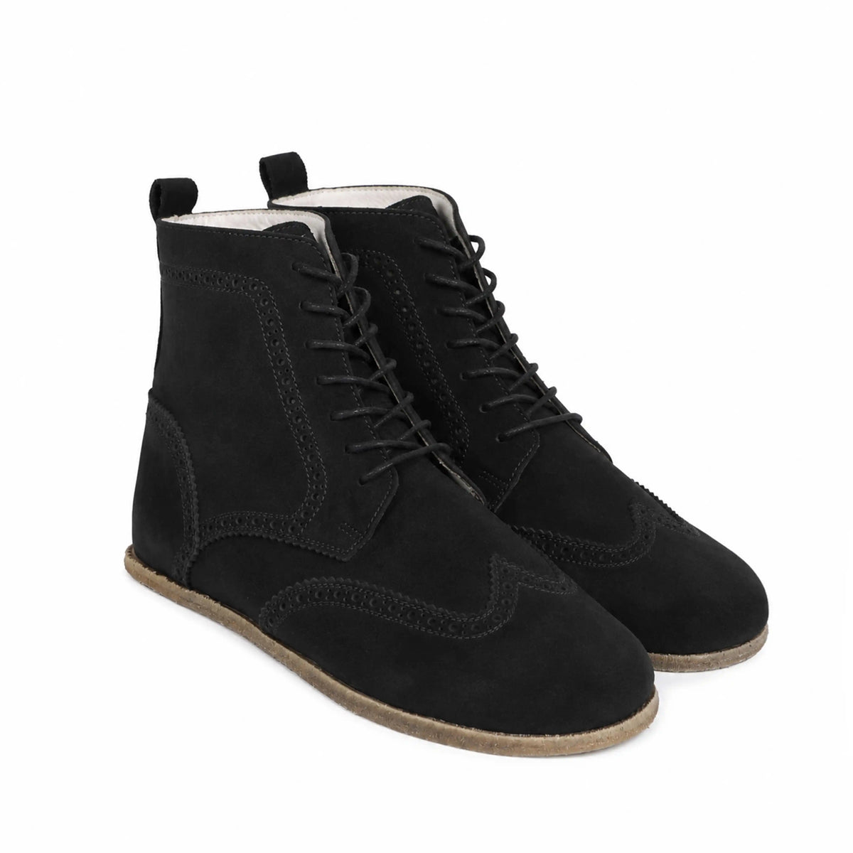 Nubuck Barefoot Moccasin Boots Shoes – Classic Sole — Leather Sole – Black