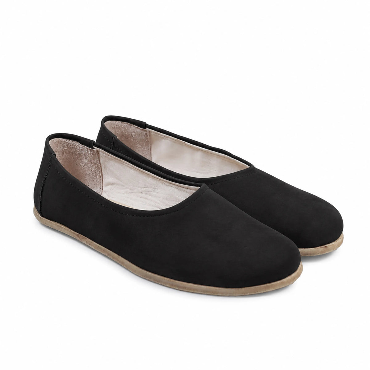 Nubuck Barefoot Ballet Shoes – Classic Sole — Leather Sole – Black