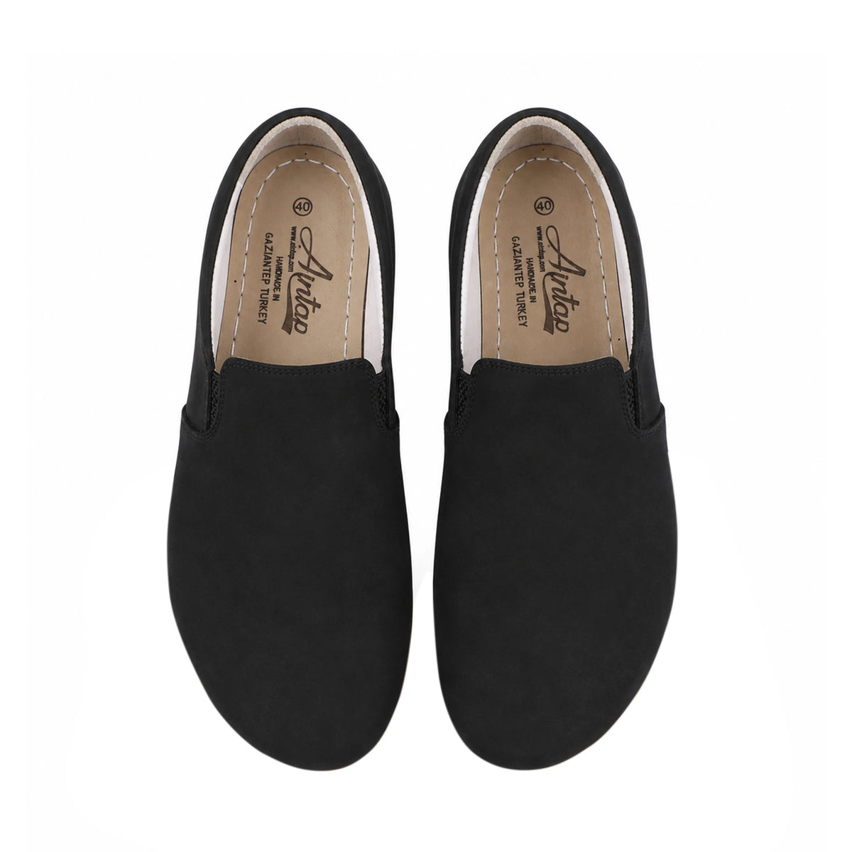 Nubuck Barefoot Slip-On Shoes – Rubber Sole – Black