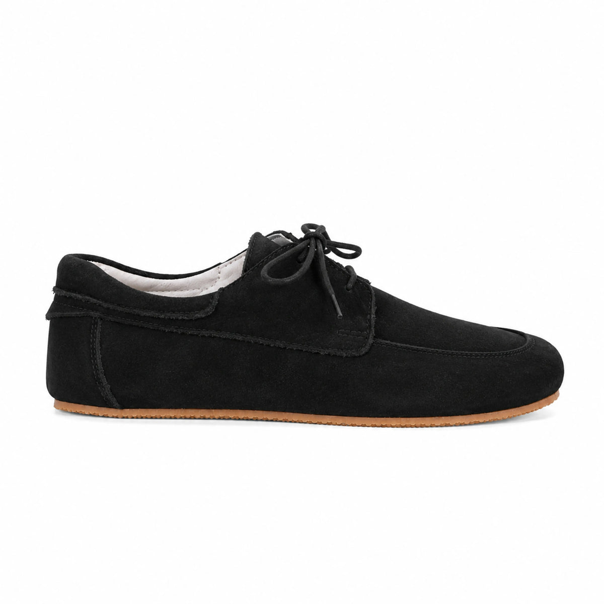 Suede Barefoot Laces Penny Loafer Shoes – Rubber Sole – Black