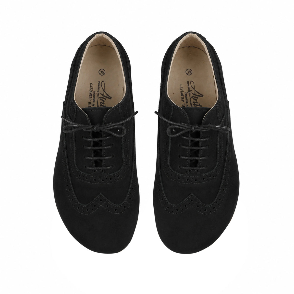 Nubuck Barefoot Moccasin Shoes – Rubber Sole – Black