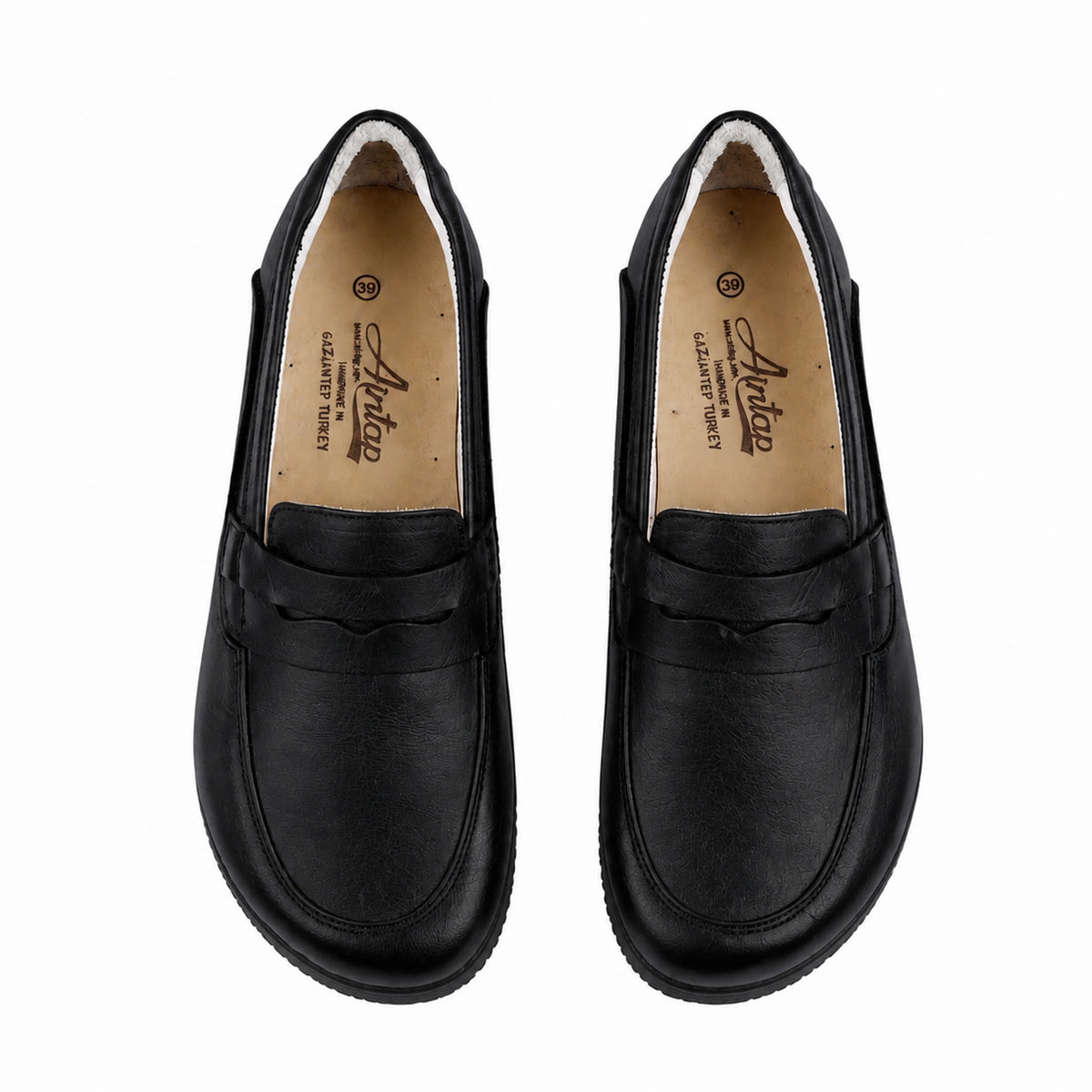 Smooth Barefoot Penny Loafer Shoes – Rubber Sole – Black