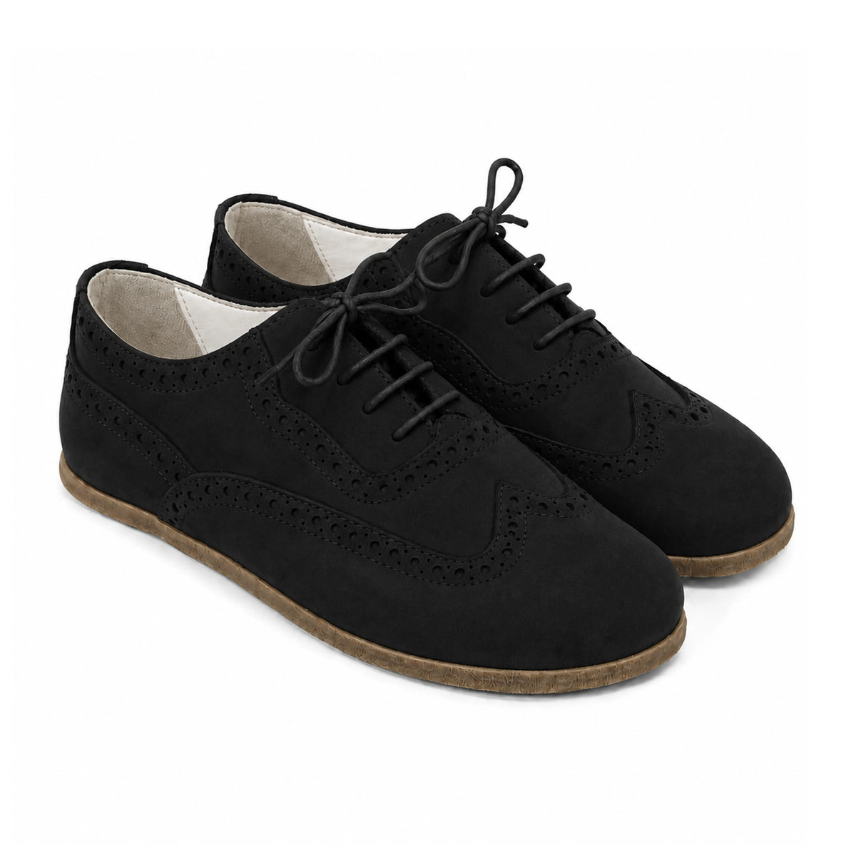 Nubuck Barefoot Moccasin Shoes – Classic Sole — Leather Sole – Black