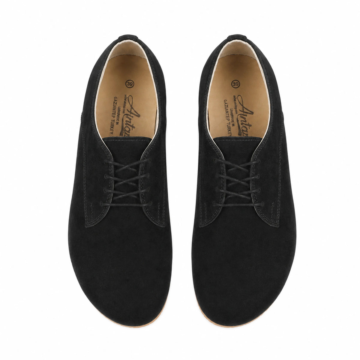 Suede Barefoot Oxford Shoes — Leather Sole – Black