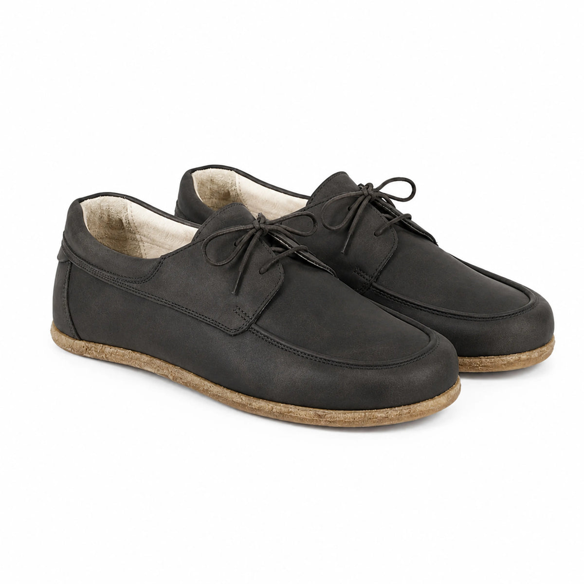Crazy Barefoot Laces Penny Loafer Shoes – Classic Sole — Leather Sole – Black