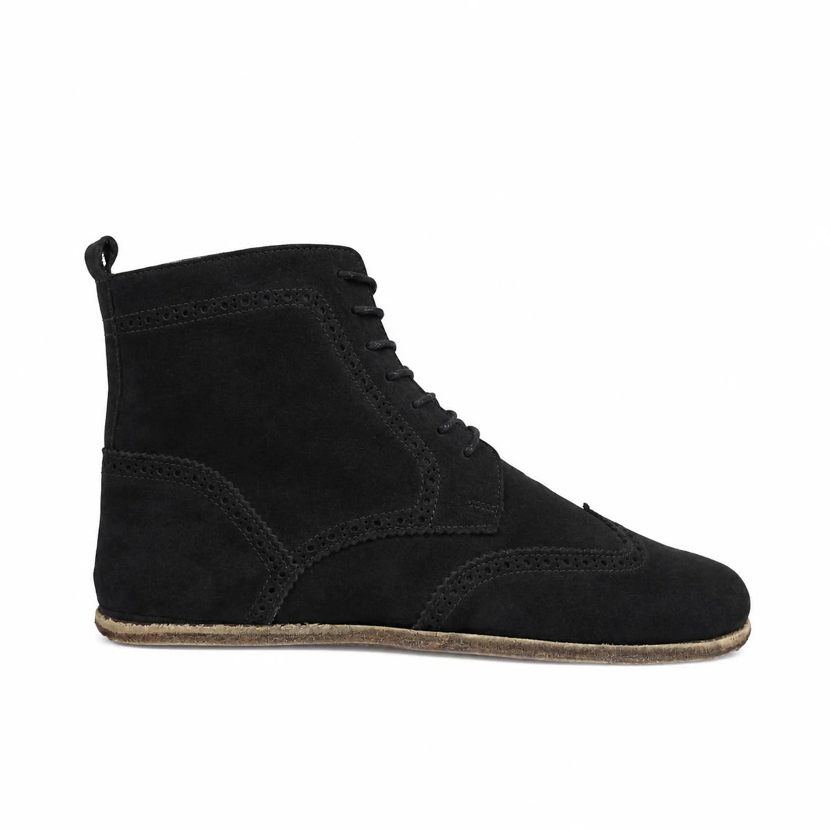 Suede Barefoot Moccasin Boots Shoes – Classic Sole — Leather Sole – Black