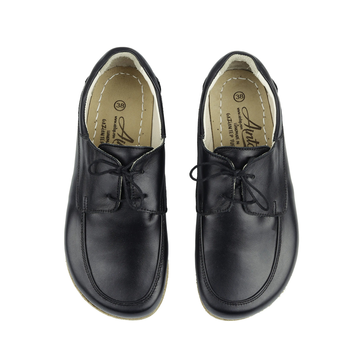 Smooth Barefoot Laces Penny Loafer Shoes – Classic Sole — Leather Sole – Black