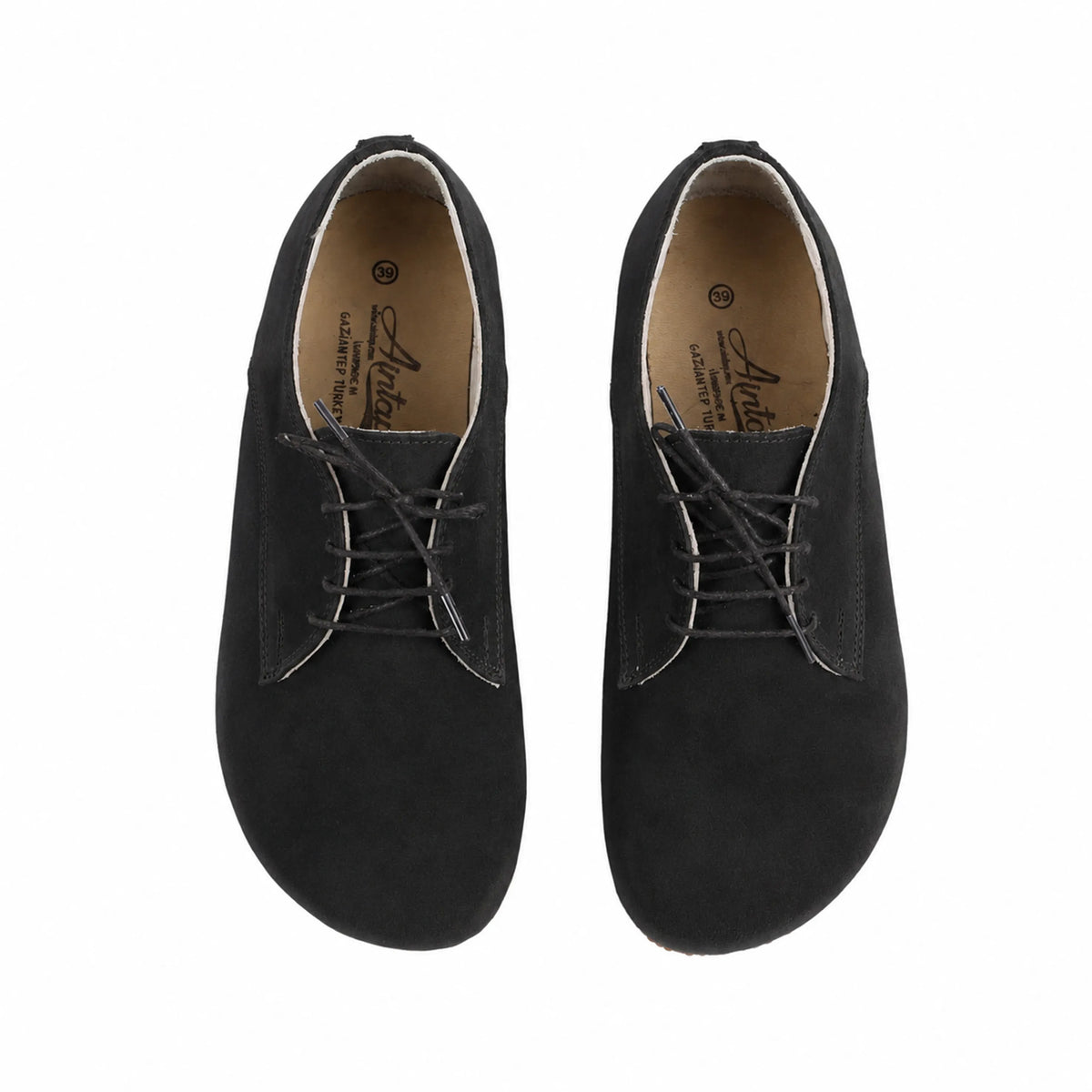 Nubuck Barefoot Oxford Shoes – Rubber Sole – Black
