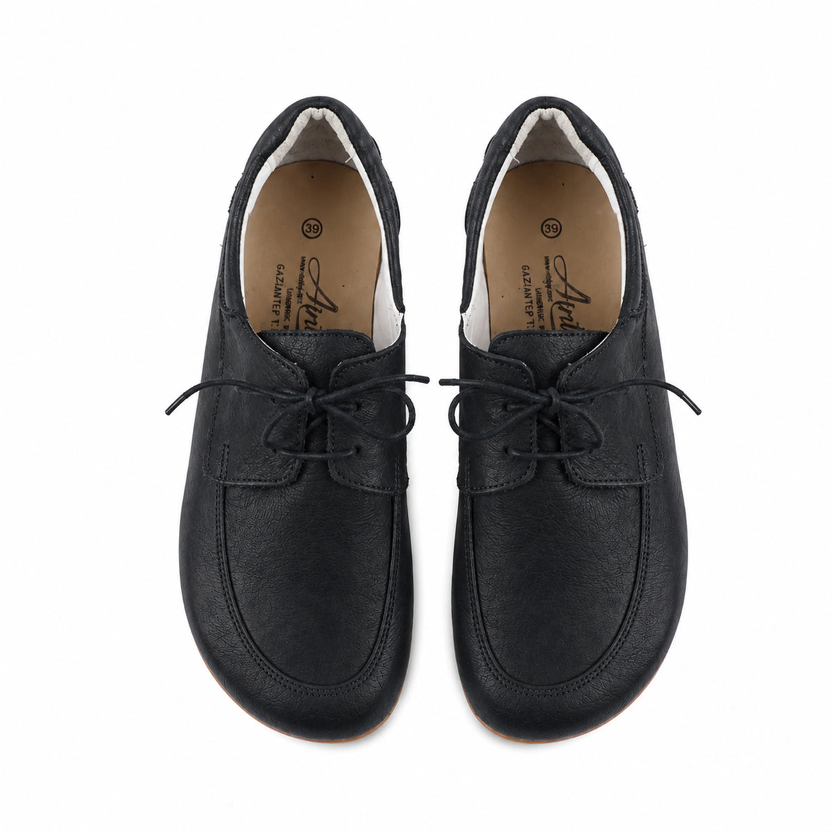 Crazy Barefoot Laces Penny Loafer Shoes – Rubber Sole – Black