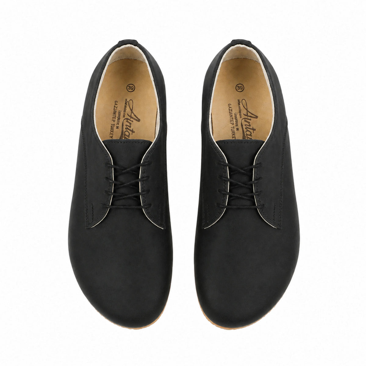 Smooth Barefoot Oxford Shoes — Leather Sole – Black