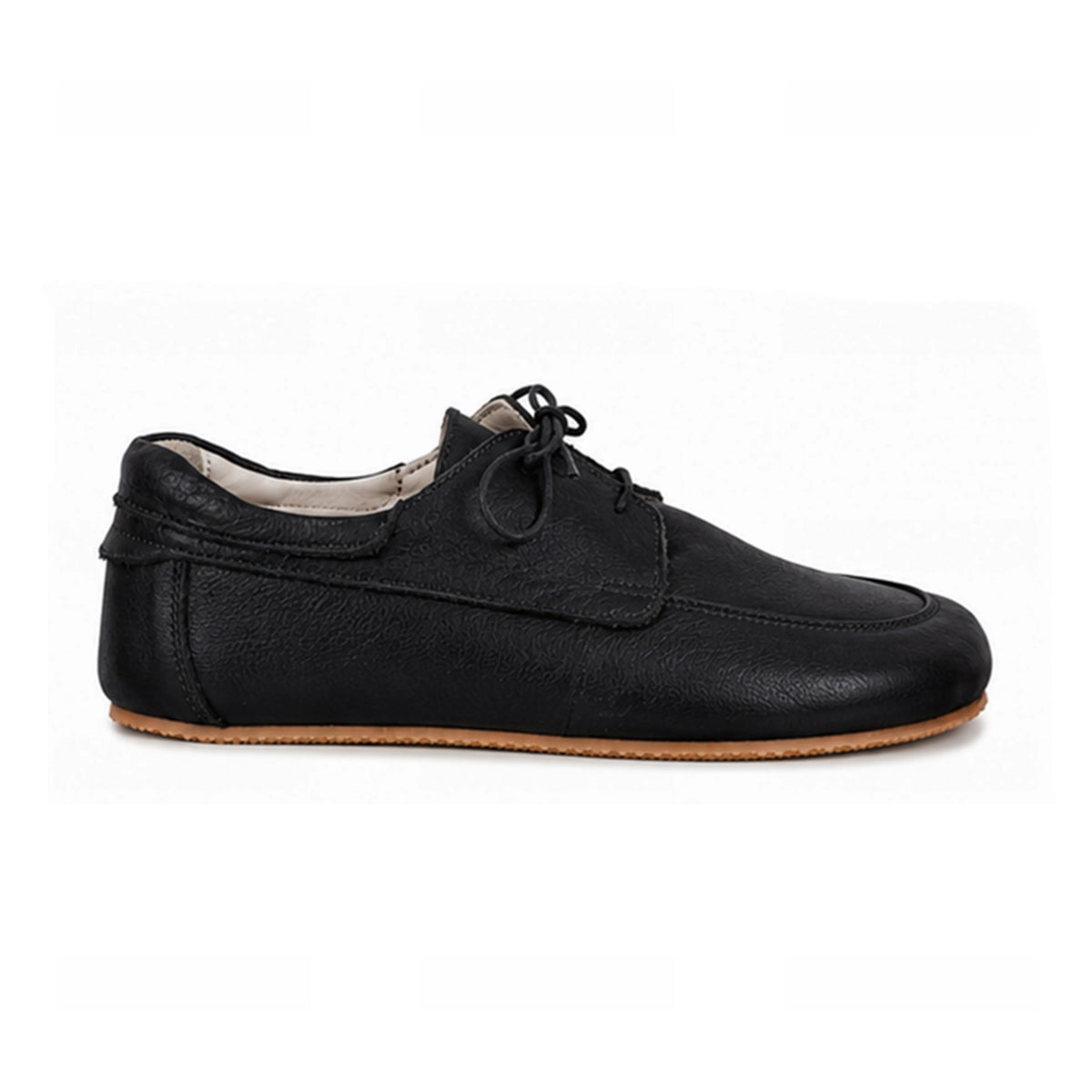 Smooth Barefoot Laces Penny Loafer Shoes – Rubber Sole – Black