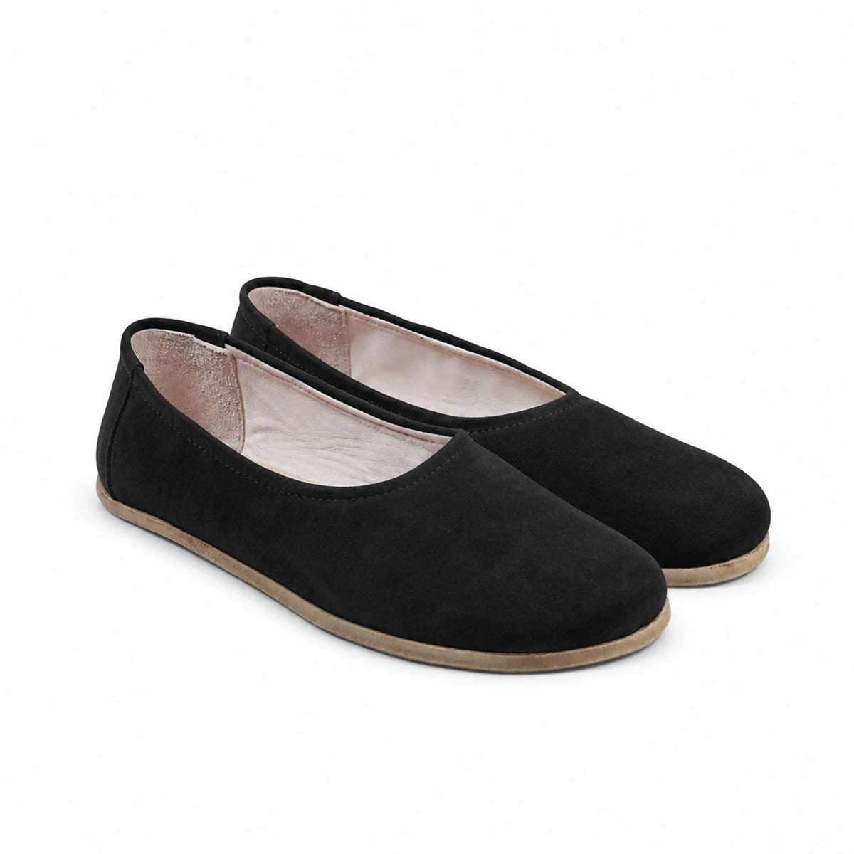Suede Barefoot Ballet Shoes – Classic Sole — Leather Sole – Black