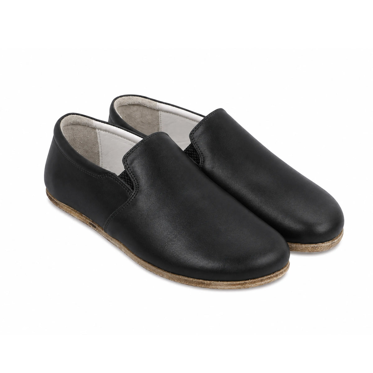 Smooth Barefoot Slip-On Shoes – Classic Sole — Leather Sole – Black
