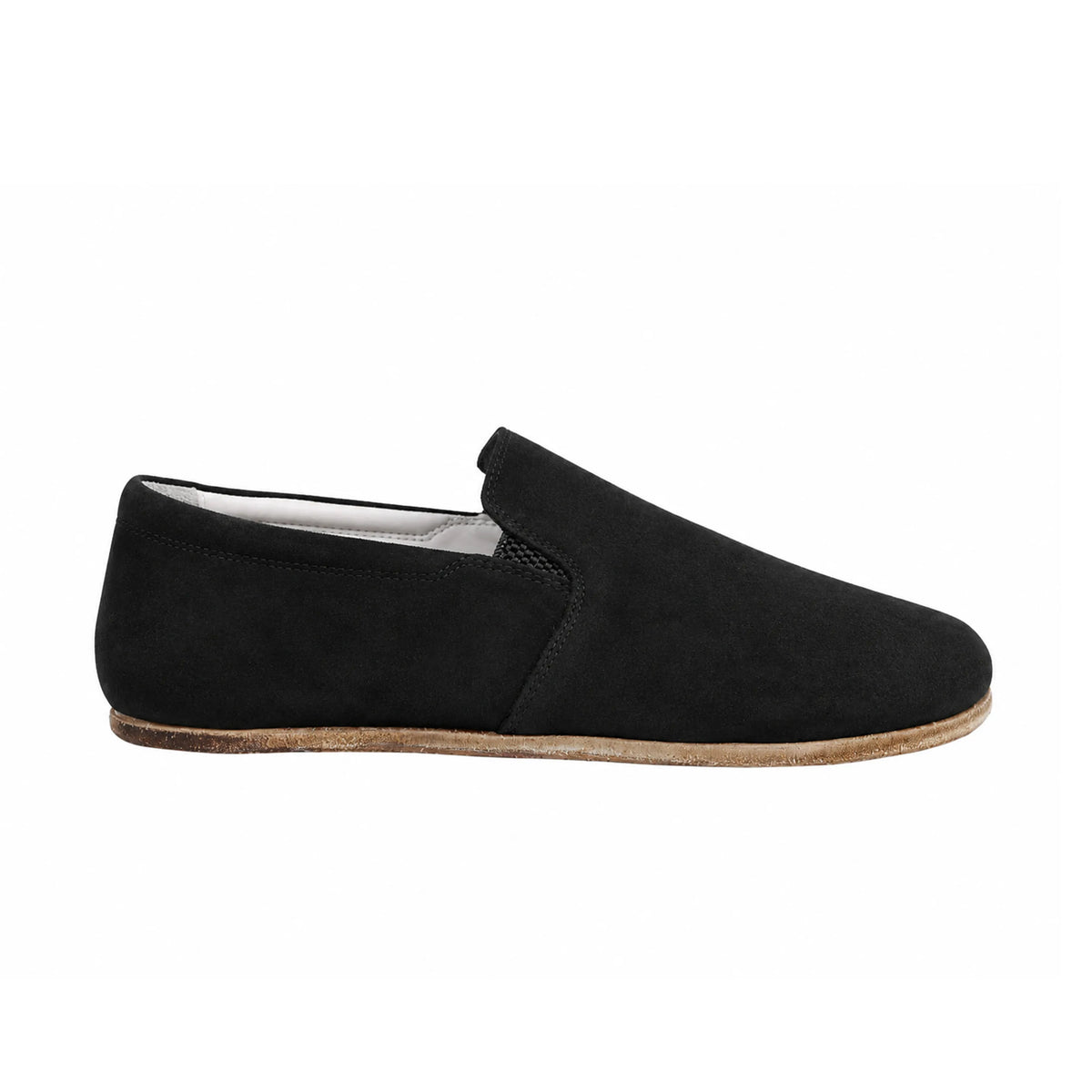 Suede Barefoot Slip-On Shoes – Classic Sole — Leather Sole – Black