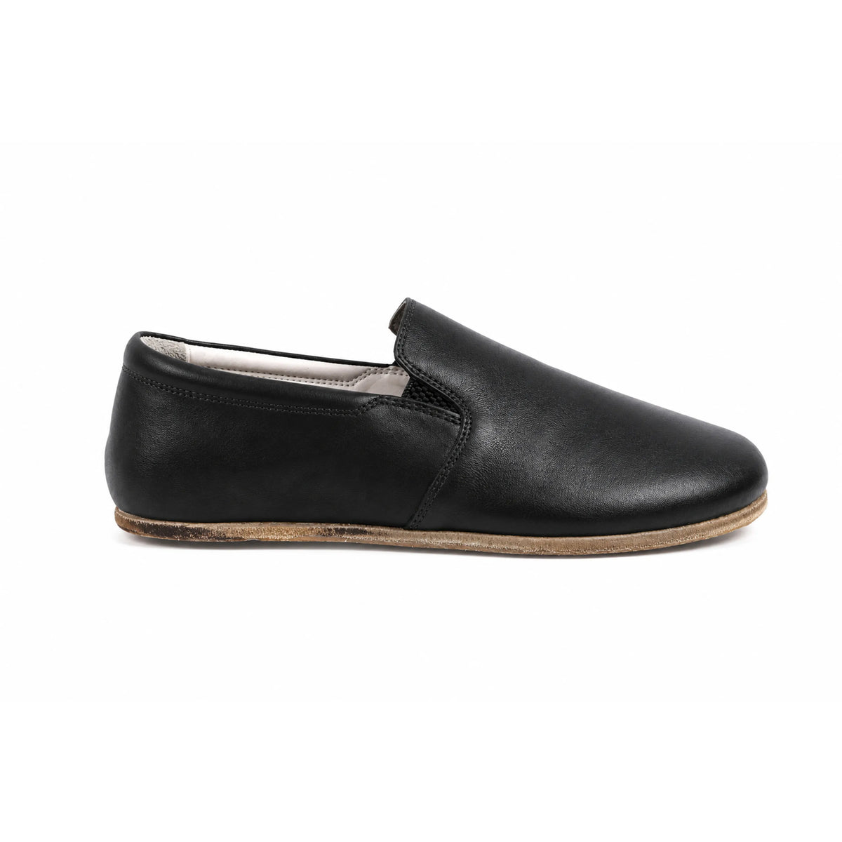 Smooth Barefoot Slip-On Shoes – Classic Sole — Leather Sole – Black
