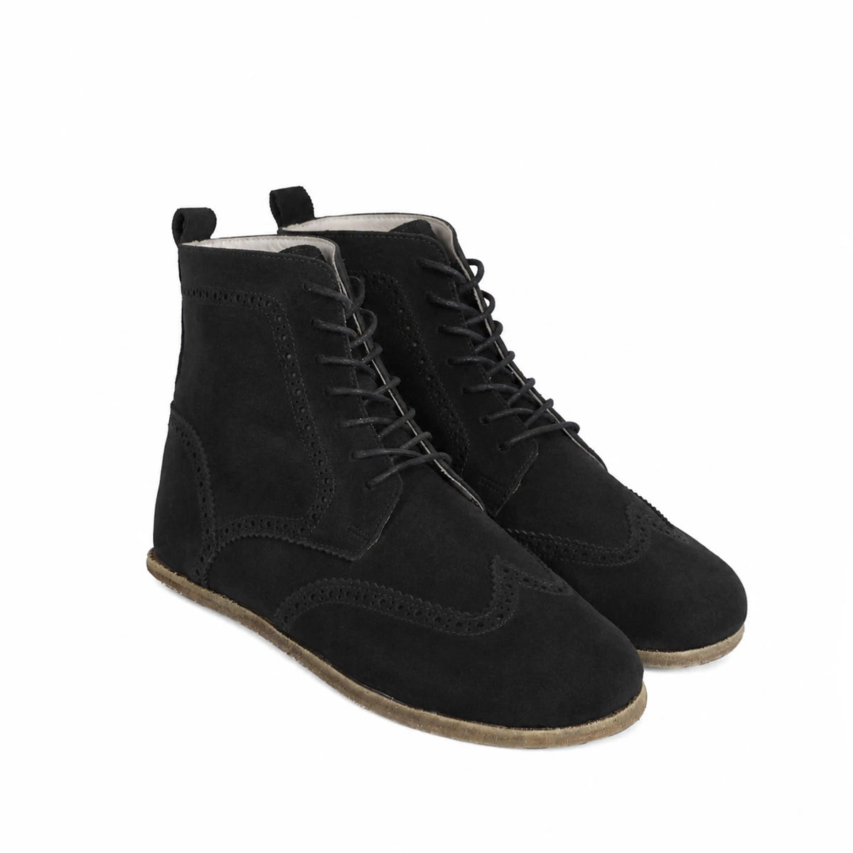 Suede Barefoot Moccasin Boots Shoes – Classic Sole — Leather Sole – Black