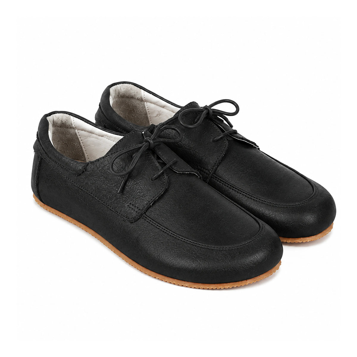 Crazy Barefoot Laces Penny Loafer Shoes – Rubber Sole – Black