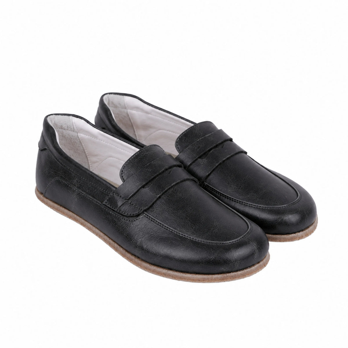 Crazy Barefoot Penny Loafer Shoes – Classic Sole — Leather Sole – Black