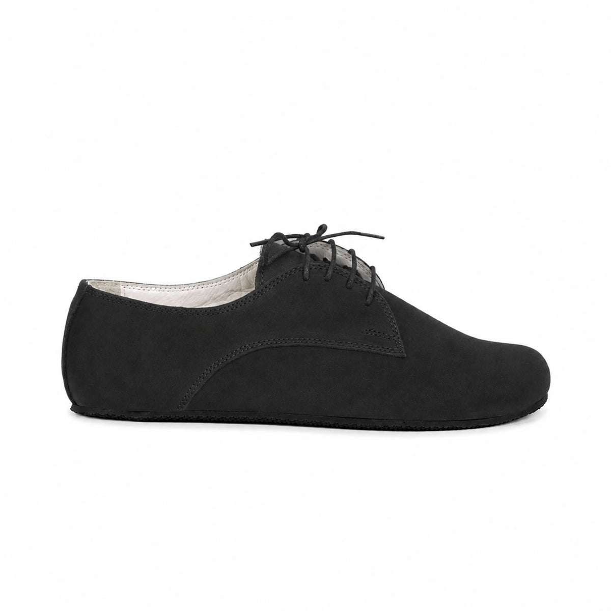 Nubuck Barefoot Oxford Shoes – Rubber Sole – Black
