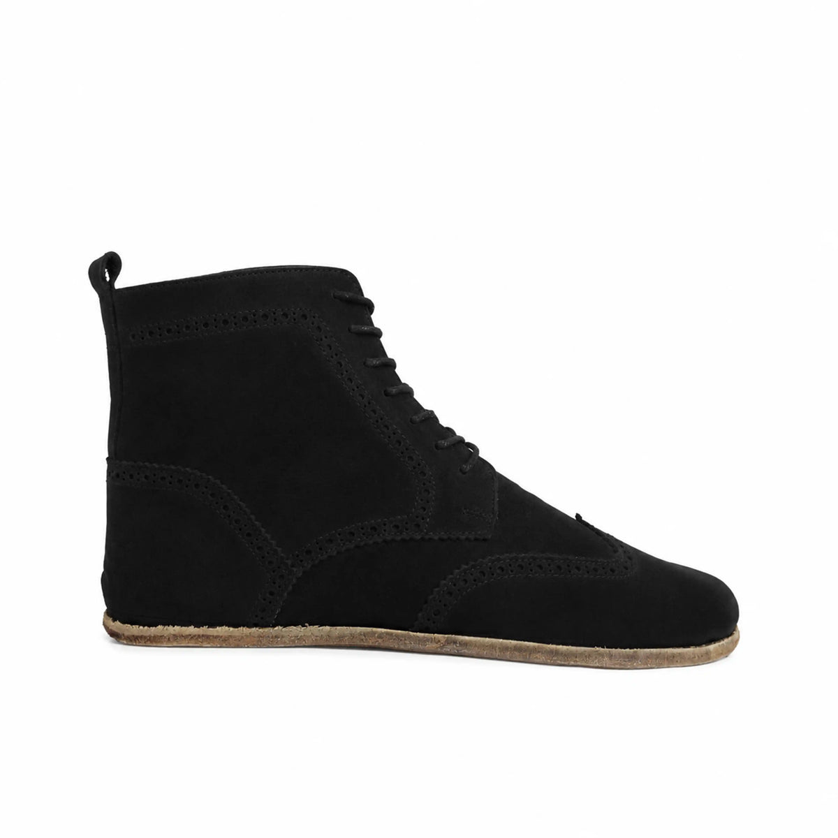 Nubuck Barefoot Moccasin Boots Shoes – Classic Sole — Leather Sole – Black