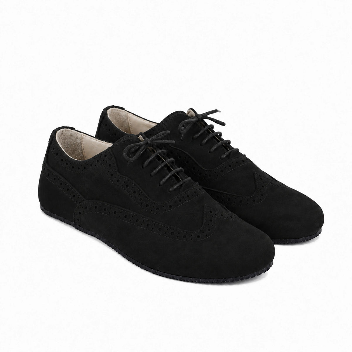 Nubuck Barefoot Moccasin Shoes – Rubber Sole – Black