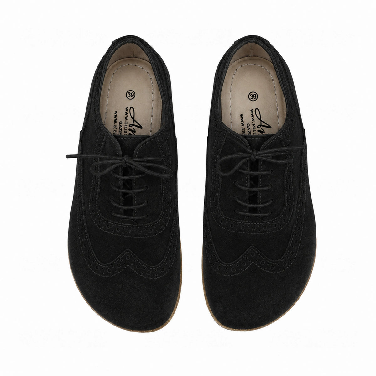 Suede Barefoot Moccasin Shoes – Classic Sole — Leather Sole – Black