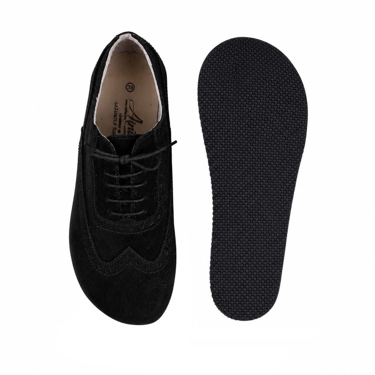 Suede Barefoot Moccasin Shoes – Rubber Sole – Black