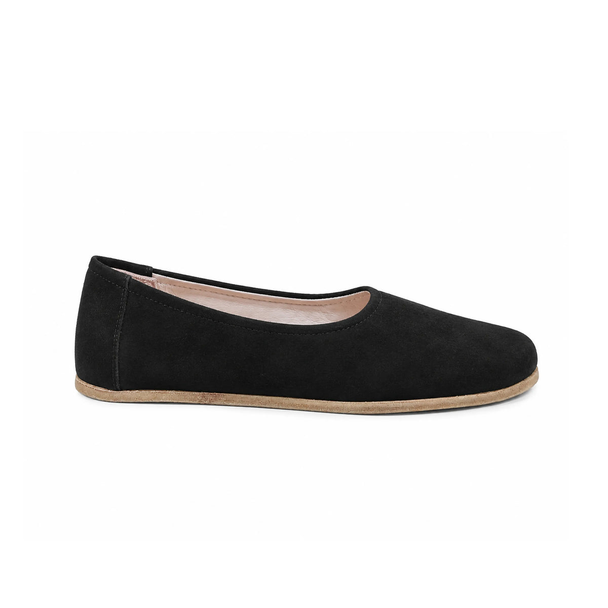 Suede Barefoot Ballet Shoes – Classic Sole — Leather Sole – Black
