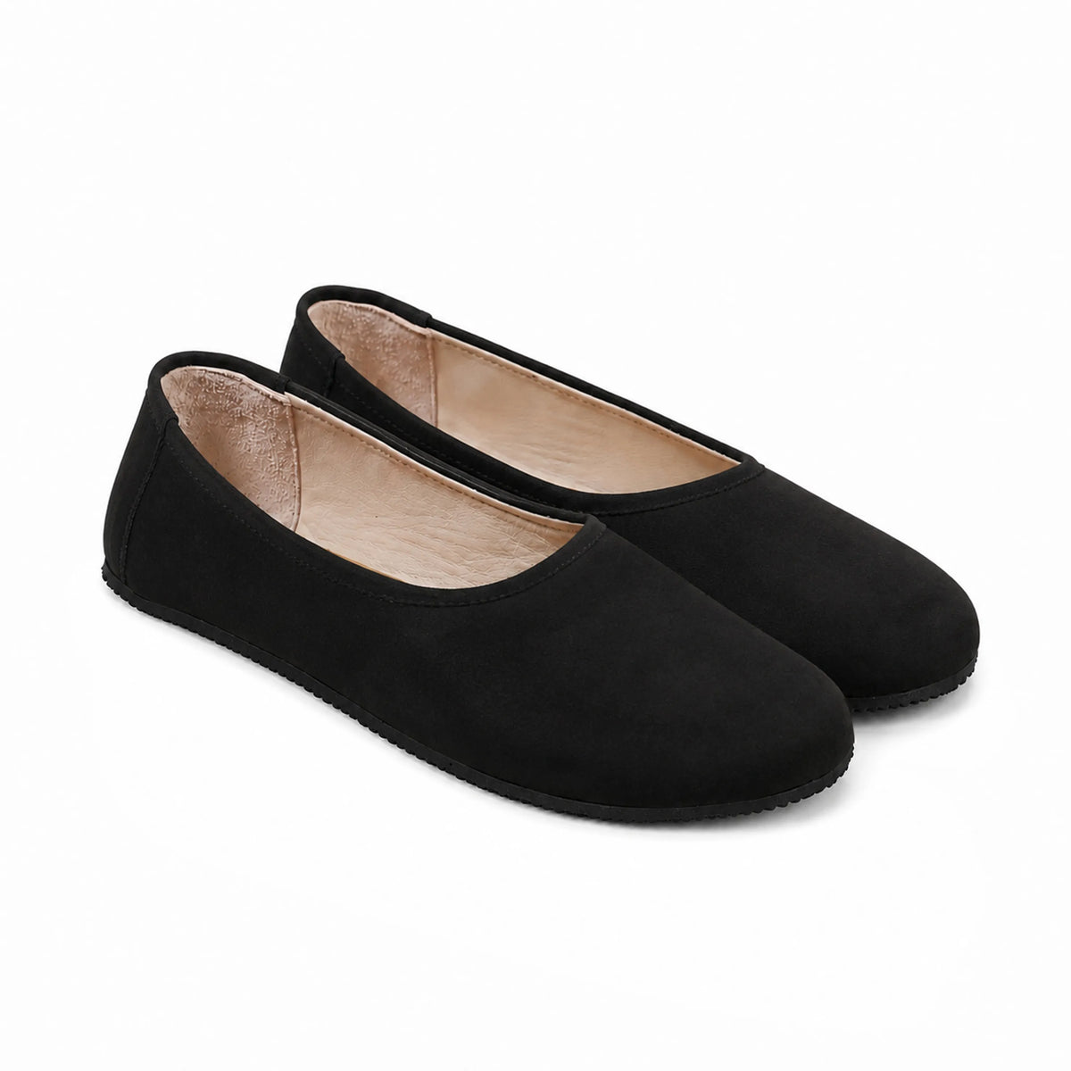 Nubuck Barefoot Ballet Shoes – Rubber Sole – Black
