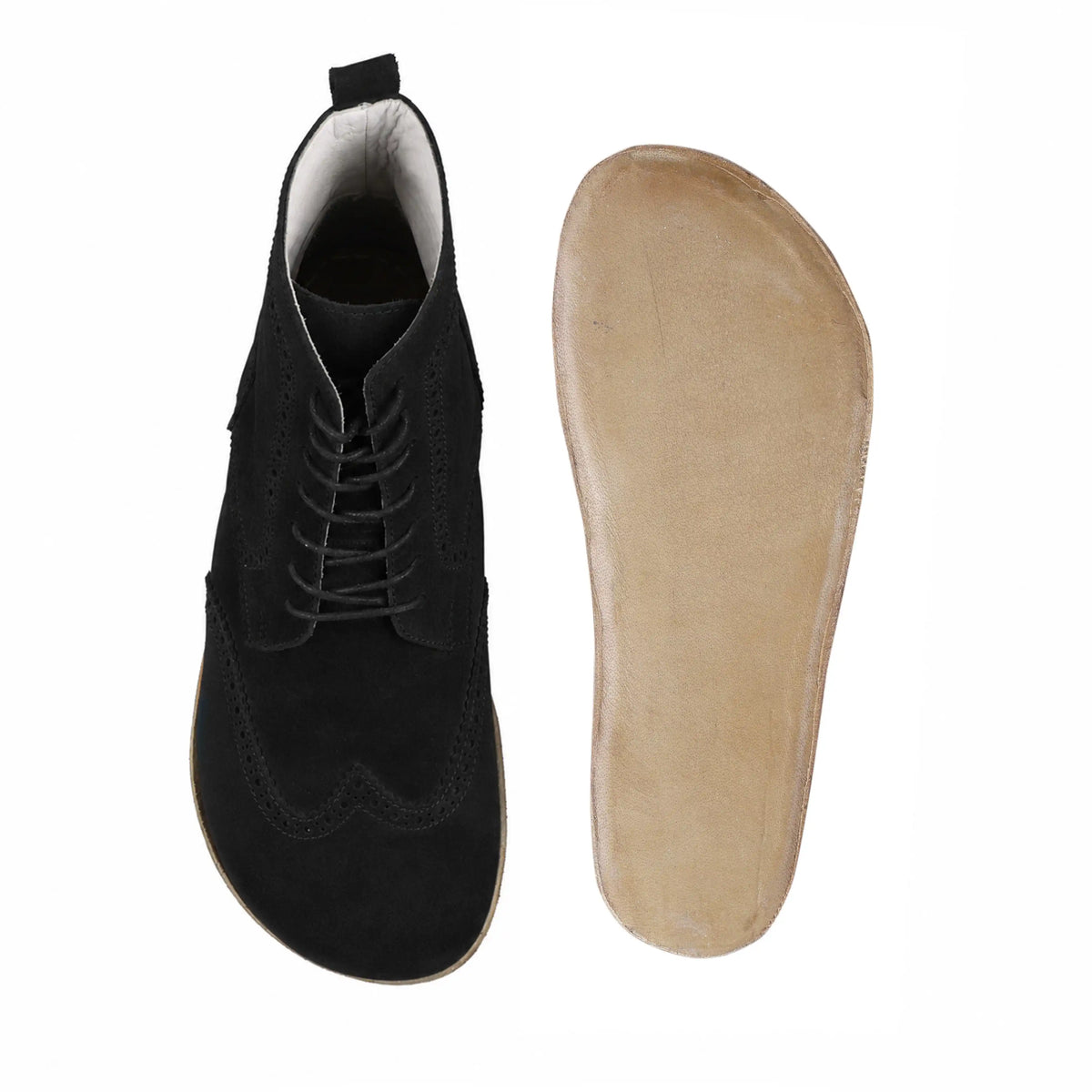 Nubuck Barefoot Moccasin Boots Shoes – Classic Sole — Leather Sole – Black